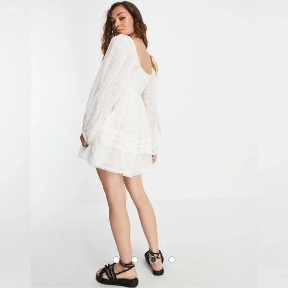 New Free People White ari mini smock dress Medium - Picture 4 of 16